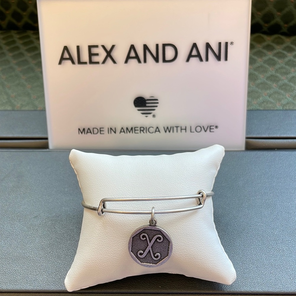 NWT Alex and Ani initial X bracelet